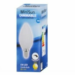 MINISUN 4 X High Power Dimmable LED SES E14 Frosted Candle Bulbs - Warm White