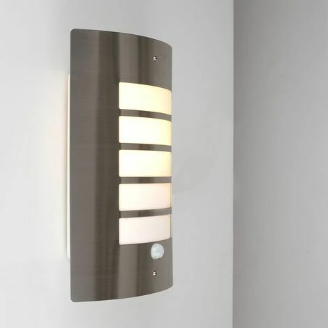 MINISUN Stainless Steel & Frosted Curved IP44 Rated PIR Motion Sensor Outdoor Garden Wall Mounted Security Light - 10W LED GLS Bulb - Cool White MINISUN Stainless Steel & Frosted Curved IP44 Rated PIR Motion Sensor Outdoor Garden Wall Mounted Security Light - 10W LED GLS Bulb - Cool White -MINISUN Shop 8745542 2