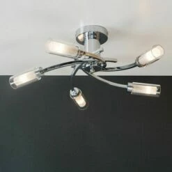 MINISUN 2 X 5 Way Chrome Swirl Flush Ceiling Lights + Clear & Frosted Glass Shades -MINISUN Shop 8745638 3