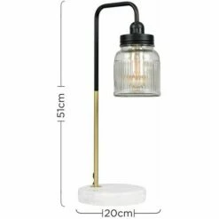 MINISUN Talisman Marble Base Table Lamp In Gold With Ribbed Jar Shade - No Bulb -MINISUN Shop 8745674 4