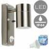 MINISUN Stainless Steel Outdoor Garden Wall Down Light With PIR Motion Sensor IP44 Rated - 5W LED GU10 Bulb - Cool White