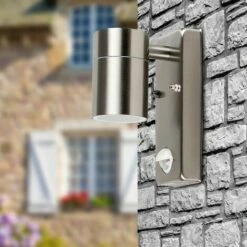 MINISUN Stainless Steel Outdoor Garden Wall Down Light With PIR Motion Sensor IP44 Rated - 5W LED GU10 Bulb - Cool White -MINISUN Shop 8745741 3