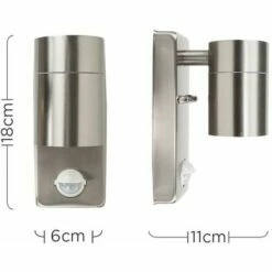 MINISUN Stainless Steel Outdoor Garden Wall Down Light With PIR Motion Sensor IP44 Rated - 5W LED GU10 Bulb - Cool White -MINISUN Shop 8745741 4