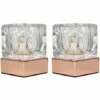 MINISUN 2 X Glass Ice Cube Touch Table Lamps - Copper -MINISUN Shop 8745822 1