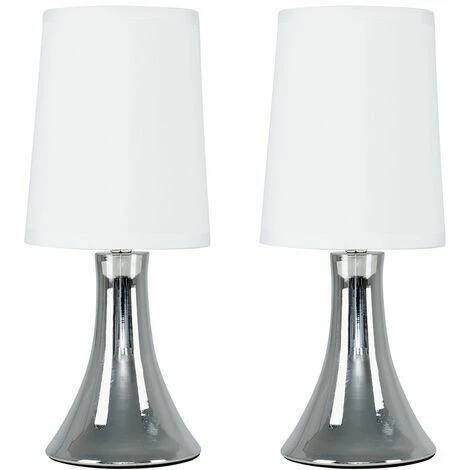 MINISUN 2 x Trumpet Touch Dimmer Table Lamps + 5W LED Candle Bulbs - White MINISUN 2 X Trumpet Touch Dimmer Table Lamps + 5W LED Candle Bulbs - White -MINISUN Shop 8745828 1