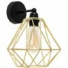 MINISUN Cambourne Industrial Wall Light With Cage Shade - Gold - No Bulb -MINISUN Shop 8745872 1