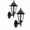 MINISUN 2 X Black Outdoor Pir Motion Sensor IP44 Wall Light Lanterns + 10W LED GLS Bulbs - Warm White -MINISUN Shop 8746021 1