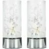MINISUN 2 X Chrome Touch Dimmer Table Lamps Floral Glass Light Shade Dimmable -MINISUN Shop 8746029 1