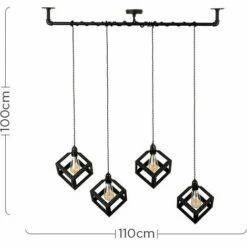 MINISUN Industrial Black 4 Way Bar Wrap Over Ceiling Light + Puzzle Cube Black Metal Shades -MINISUN Shop 8746047 4