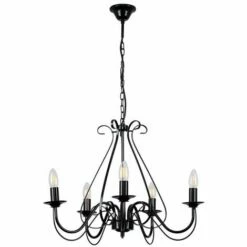 MINISUN Vintage 5 Way Ceiling Light Chandelier - Black