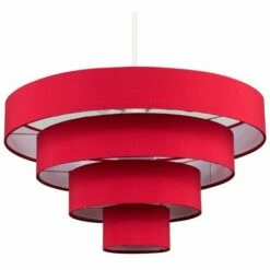 MINISUN 4 Tier Faux Silk Ceiling Light Shade Pendant - Red