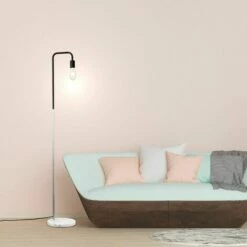 MINISUN Metal Floor Lamp With A Marble Base + 6W LED Filament Light Bulb - Chrome 4 MINISUN Metal Floor Lamp With A Marble Base + 6W LED Filament Light Bulb - Chrome -MINISUN Shop 8746322 3