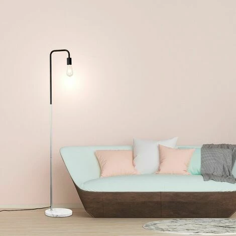 MINISUN Metal Floor Lamp with a Marble Base + 6W LED Filament Light Bulb - Chrome MINISUN Metal Floor Lamp With A Marble Base + 6W LED Filament Light Bulb - Chrome -MINISUN Shop 8746322 3