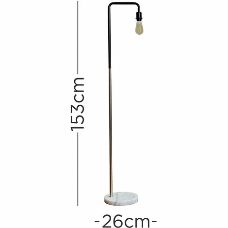 MINISUN Metal Floor Lamp with a Marble Base + 6W LED Filament Light Bulb - Chrome MINISUN Metal Floor Lamp With A Marble Base + 6W LED Filament Light Bulb - Chrome -MINISUN Shop 8746322 4