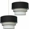 MINISUN 2 X Round 3 Tier Black, Grey & White Fabric Ceiling Pendant Lamp Light Shades 1 MINISUN 2 X Round 3 Tier Black, Grey & White Fabric Ceiling Pendant Lamp Light Shades -MINISUN Shop 8746335 1