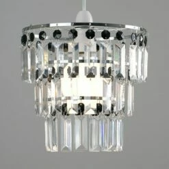 MINISUN 3 Tier Ceiling Pendant Light Shade With Acrylic Jewel Droplets - Black -MINISUN Shop 8746337 2