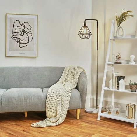 MINISUN Industrial Chrome Floor Lamp Metal Geometric Lampshade Solid Marble Base - Black MINISUN Industrial Chrome Floor Lamp Metal Geometric Lampshade Solid Marble Base - Black -MINISUN Shop 8746341 2