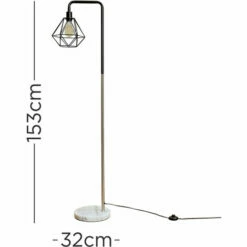 MINISUN Industrial Chrome Floor Lamp Metal Geometric Lampshade Solid Marble Base - Black 5 MINISUN Industrial Chrome Floor Lamp Metal Geometric Lampshade Solid Marble Base - Black -MINISUN Shop 8746341 4