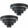 MINISUN 2 X - 4 Tier Black Fabric Ceiling Pendant Light Shades -MINISUN Shop 8746349 1
