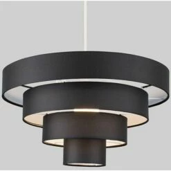 MINISUN 2 X - 4 Tier Black Fabric Ceiling Pendant Light Shades -MINISUN Shop 8746349 2
