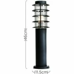 MINISUN 2 X Outdoor Stainless Steel Bollard Lantern Light Post 450mm - Black - No Bulbs 5 MINISUN 2 X Outdoor Stainless Steel Bollard Lantern Light Post 450mm - Black - No Bulbs -MINISUN Shop 8746374 4