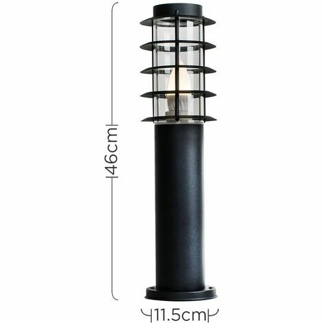 MINISUN 2 x Outdoor Stainless Steel Bollard Lantern Light Post 450mm - Black - No Bulbs MINISUN 2 X Outdoor Stainless Steel Bollard Lantern Light Post 450mm - Black - No Bulbs -MINISUN Shop 8746374 4