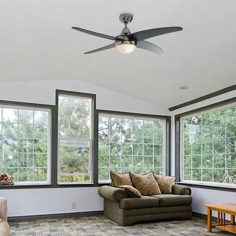 MINISUN 122cm Cooling Ceiling Fan with Remote Control 4 Blade Chrome & Wood - No Bulbs MINISUN 122cm Cooling Ceiling Fan With Remote Control 4 Blade Chrome & Wood - No Bulbs -MINISUN Shop 8746465 3