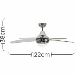 MINISUN 122cm Cooling Ceiling Fan With Remote Control 4 Blade Chrome & Wood - No Bulbs 5 MINISUN 122cm Cooling Ceiling Fan With Remote Control 4 Blade Chrome & Wood - No Bulbs -MINISUN Shop 8746465 4