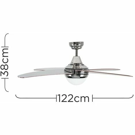MINISUN 122cm Cooling Ceiling Fan with Remote Control 4 Blade Chrome & Wood - No Bulbs MINISUN 122cm Cooling Ceiling Fan With Remote Control 4 Blade Chrome & Wood - No Bulbs -MINISUN Shop 8746465 4