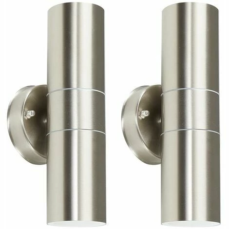 MINISUN 2 x Stainless Steel Up/Down IP44 Outdoor Security Wall Lights - No Bulbs MINISUN 2 X Stainless Steel Up/Down IP44 Outdoor Security Wall Lights - No Bulbs -MINISUN Shop 8746510 1