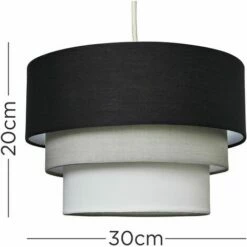 MINISUN 2 X Round 3 Tier Black, Grey & White Fabric Ceiling Pendant Lamp Light Shades + 10W LED GLS Bulbs - Warm White 5 MINISUN 2 X Round 3 Tier Black, Grey & White Fabric Ceiling Pendant Lamp Light Shades + 10W LED GLS Bulbs - Warm White -MINISUN Shop 8746516 4