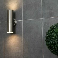 MINISUN Outdoor Up & Down Wall Light In Stainless Steel + 3W LED Dusk To Dawn Bulb - No Bulbs -MINISUN Shop 8746544 3