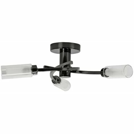 MINISUN 3 Way Spiral Flush Ceiling Light with & Frosted Glass Shades - Black Chrome MINISUN 3 Way Spiral Flush Ceiling Light With & Frosted Glass Shades - Black Chrome -MINISUN Shop 8746560 1