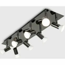 MINISUN Rectangular Plate 8 Way Adjustable GU10 Ceiling Spotlight - Black Chrome -MINISUN Shop 8746612 2
