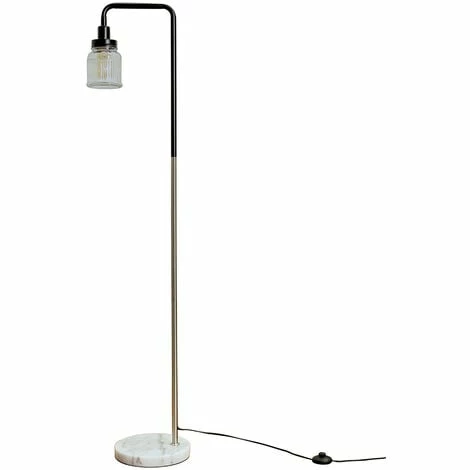 MINISUN Talisman Marble Base Floor Lamp in Brushed Chrome with Ribbed Jar Shade - No Bulb MINISUN Talisman Marble Base Floor Lamp In Brushed Chrome With Ribbed Jar Shade - No Bulb -MINISUN Shop 8746661 1