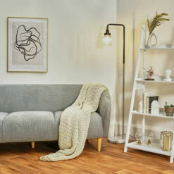 MINISUN Talisman Marble Base Floor Lamp In Brushed Chrome With Ribbed Jar Shade - No Bulb 3 MINISUN Talisman Marble Base Floor Lamp In Brushed Chrome With Ribbed Jar Shade - No Bulb -MINISUN Shop 8746661 2