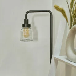 MINISUN Talisman Marble Base Floor Lamp In Brushed Chrome With Ribbed Jar Shade - No Bulb 4 MINISUN Talisman Marble Base Floor Lamp In Brushed Chrome With Ribbed Jar Shade - No Bulb -MINISUN Shop 8746661 3