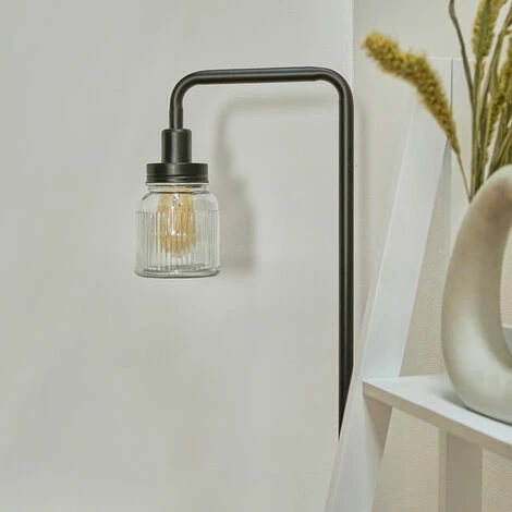 MINISUN Talisman Marble Base Floor Lamp in Brushed Chrome with Ribbed Jar Shade - No Bulb MINISUN Talisman Marble Base Floor Lamp In Brushed Chrome With Ribbed Jar Shade - No Bulb -MINISUN Shop 8746661 3