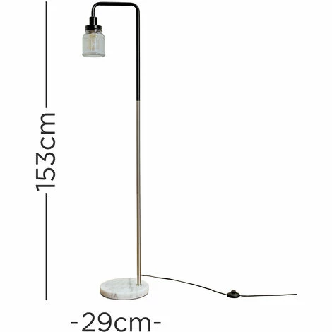 MINISUN Talisman Marble Base Floor Lamp in Brushed Chrome with Ribbed Jar Shade - No Bulb MINISUN Talisman Marble Base Floor Lamp In Brushed Chrome With Ribbed Jar Shade - No Bulb -MINISUN Shop 8746661 4