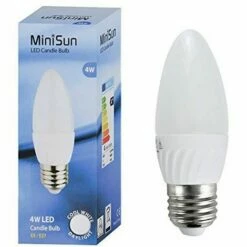 MINISUN 4W ES E27 Frosted Candle LED Plastic Bulb 6500K - Single
