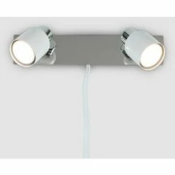 MINISUN 2 Way Adjustable Wall Spotlight + Plug, Cable & Switch In White - No Bulbs -MINISUN Shop 8746717 2