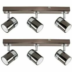 MINISUN 2 X 3 Way Straight Bar Ceiling Spotlights - Black Chrome