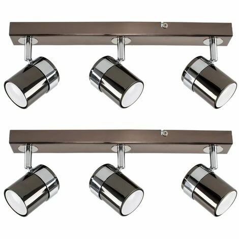 MINISUN 2 x 3 Way Straight Bar Ceiling Spotlights - Black Chrome MINISUN 2 X 3 Way Straight Bar Ceiling Spotlights - Black Chrome -MINISUN Shop 8746753 1