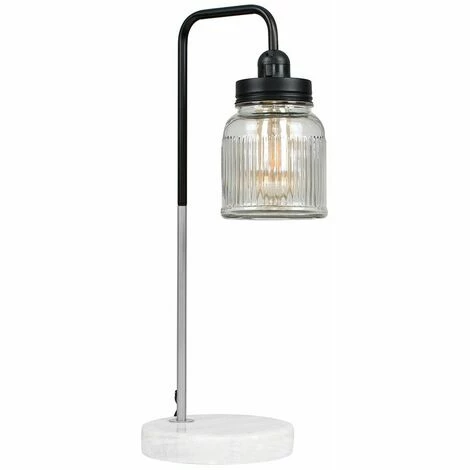 MINISUN Talisman Marble Base Table Lamp in Brushed Chrome with Ribbed Jar Shade - No Bulb MINISUN Talisman Marble Base Table Lamp In Brushed Chrome With Ribbed Jar Shade - No Bulb -MINISUN Shop 8746783 1