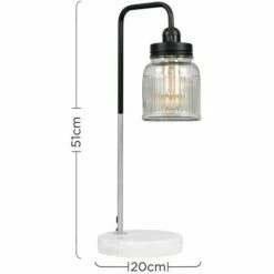 MINISUN Talisman Marble Base Table Lamp In Brushed Chrome With Ribbed Jar Shade - No Bulb 5 MINISUN Talisman Marble Base Table Lamp In Brushed Chrome With Ribbed Jar Shade - No Bulb -MINISUN Shop 8746783 4