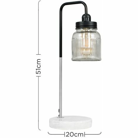 MINISUN Talisman Marble Base Table Lamp in Brushed Chrome with Ribbed Jar Shade - No Bulb MINISUN Talisman Marble Base Table Lamp In Brushed Chrome With Ribbed Jar Shade - No Bulb -MINISUN Shop 8746783 4