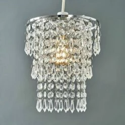 MINISUN Chrome Chandelier Pendant Shade + Clear Acrylic Jewel Droplets -MINISUN Shop 8746999 2