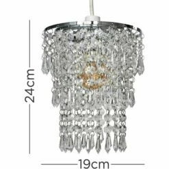 MINISUN Chrome Chandelier Pendant Shade + Clear Acrylic Jewel Droplets -MINISUN Shop 8746999 4