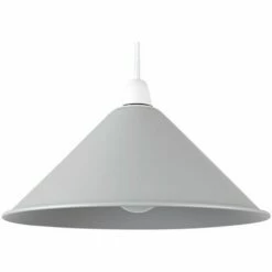 MINISUN Coolie Tapered Metal Ceiling Pendant Light Shade & ES E27 6W GLS LED Bulb - Grey