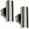 MINISUN 2 X Brushed Chrome Outdoor Garden Up/Down Security Wall Lights - No Bulbs -MINISUN Shop 8747145 1